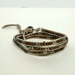 Cream Braided Corded Wrap Bracelet